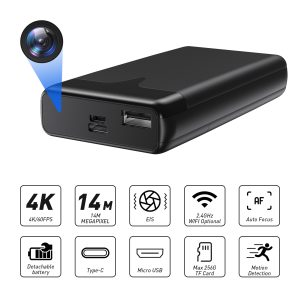 KS906 4K AP WIFI Power Bank Camera with EIS Technology，Removable Batteries,10000mah lasts about 10 hours,Invisable Lens， APP Control