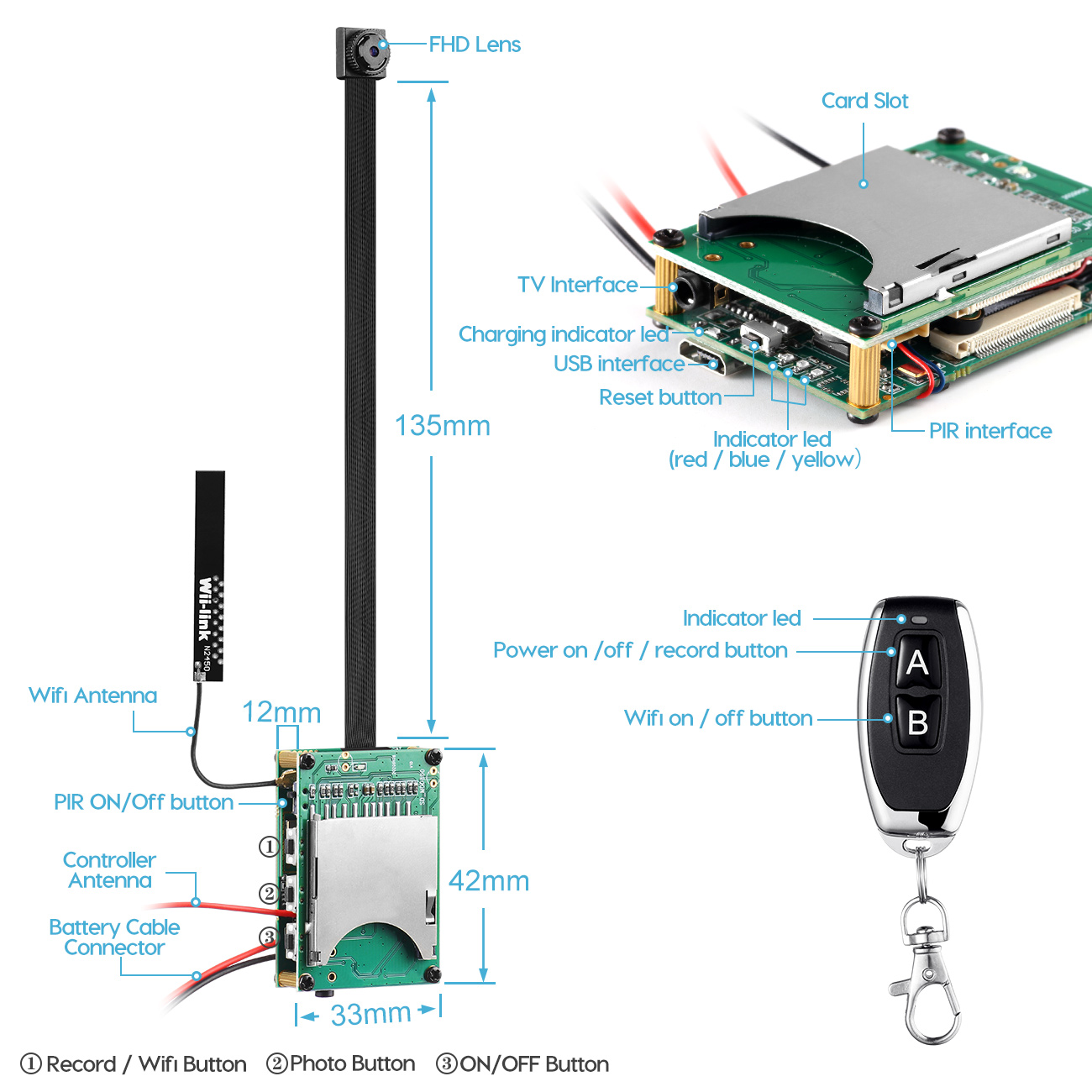 X8 4K (2160P) WIFI Antenne DIY Camera with PIR Motion Detectin - Image 6