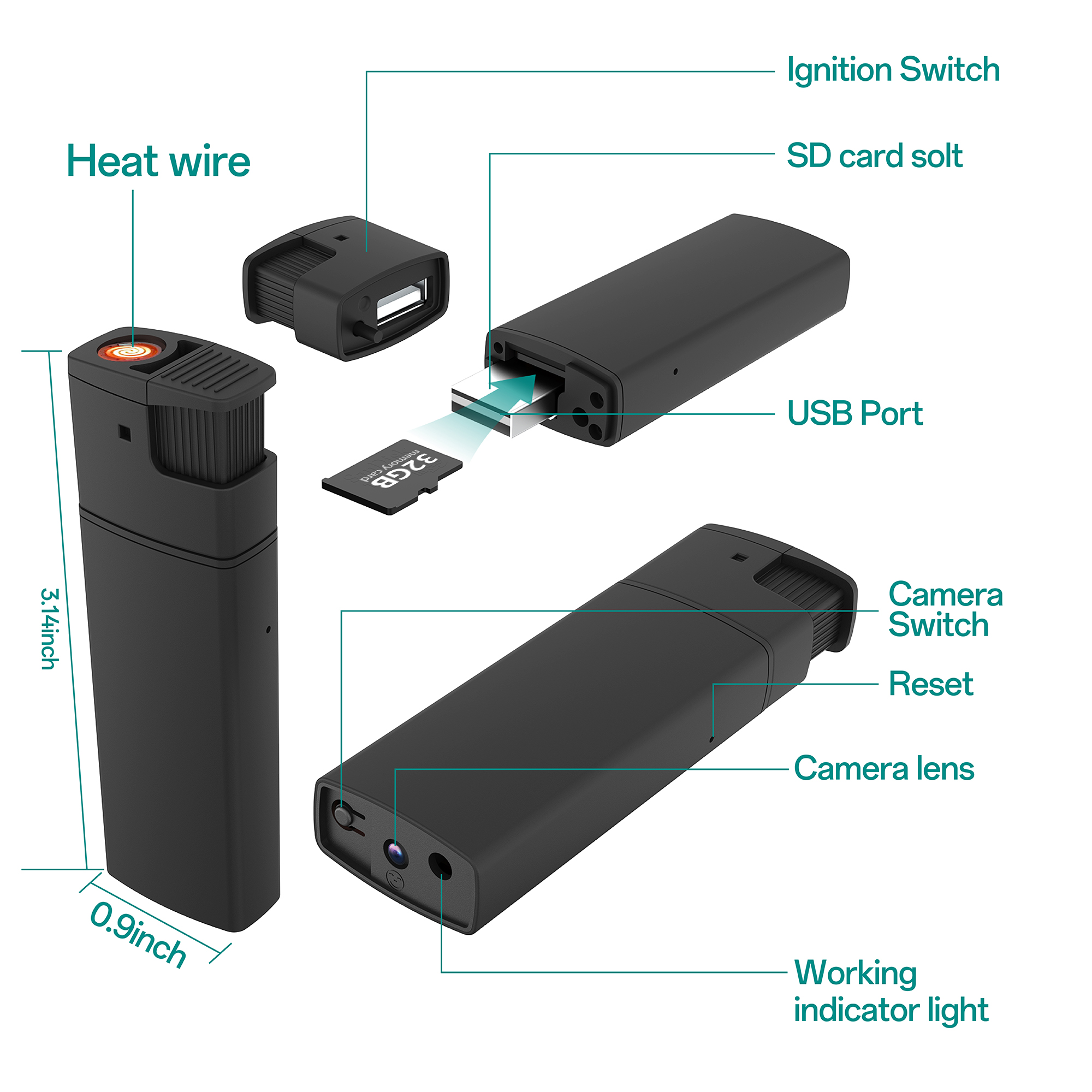 KD5 Cigarette Lighter Spy Camera Recorder - Image 12